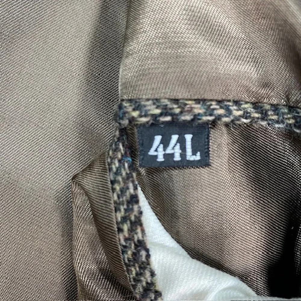 Mens 44L Brown Tweed Herringbone 100% Wool Blazer Jacket English Manor - Picture 3 of 15